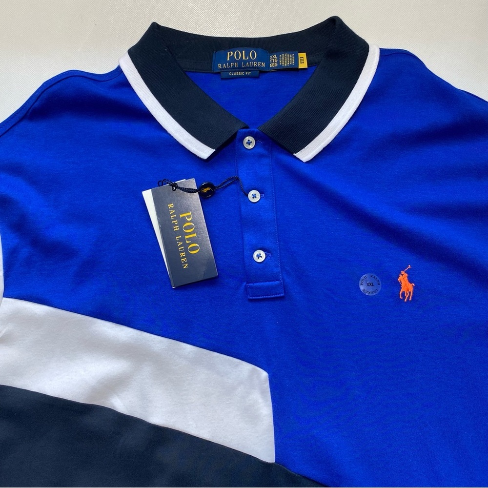 NEW Size XXL  Mens POLO RALPH LAUREN Short Sleeve Polo Shirt Cotton Blue $125 - Picture 7 of 11